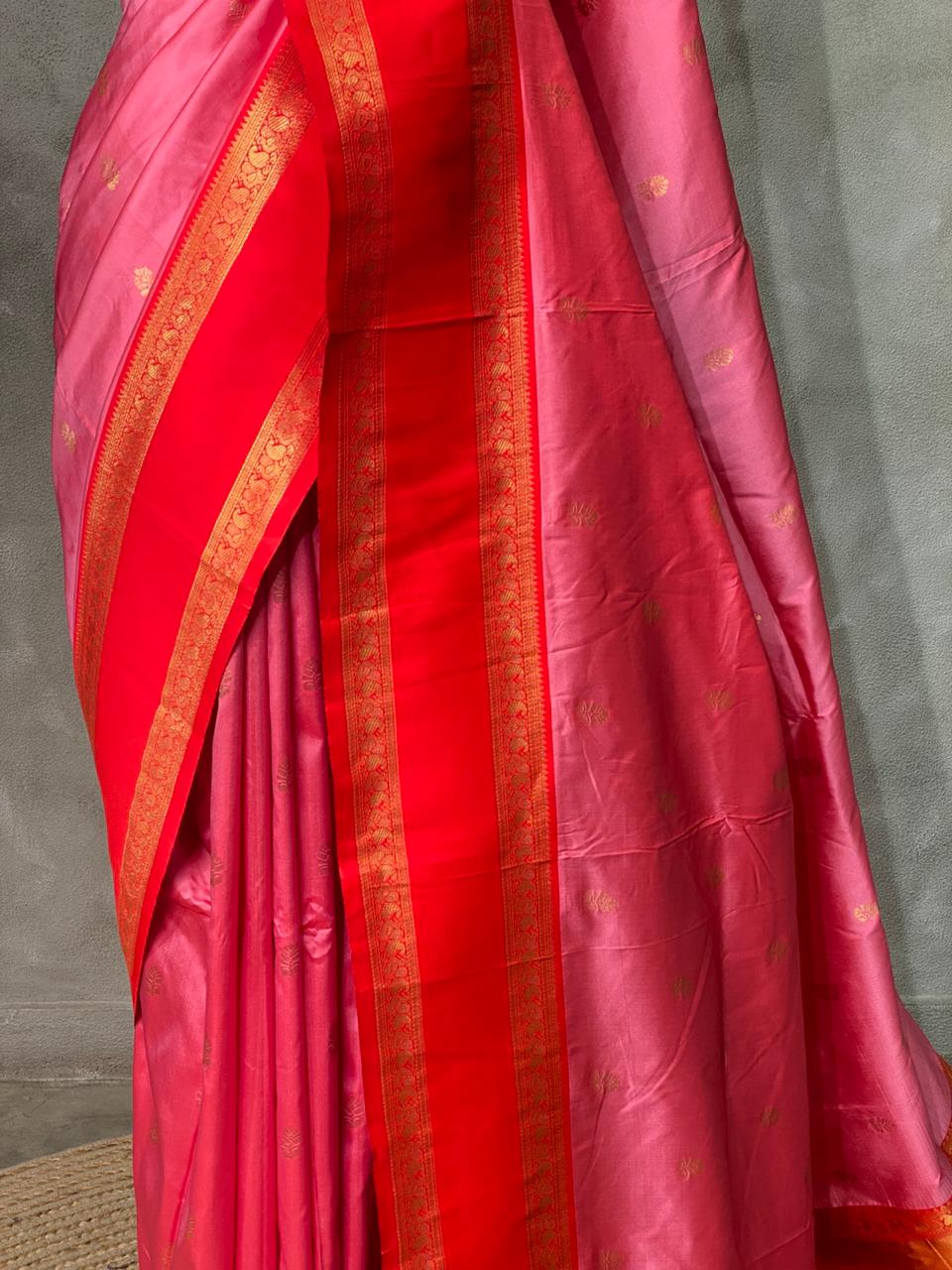 Pink and Red silk saree -BSP22