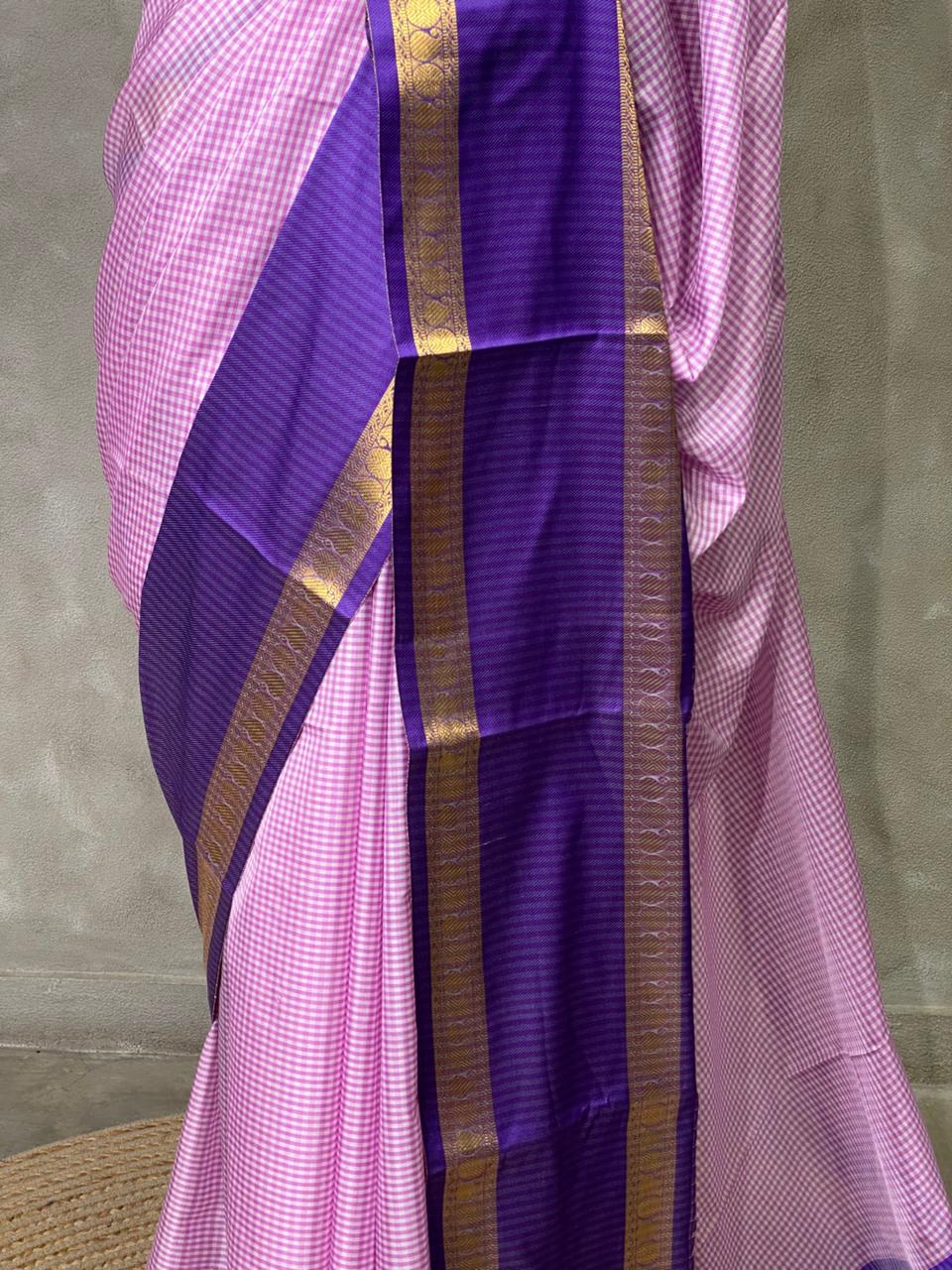 Pink and Violet semi Banarasi silk saree -PIH41