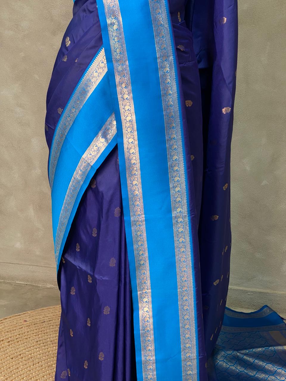 Dark and Light Blue silk saree -BSP23