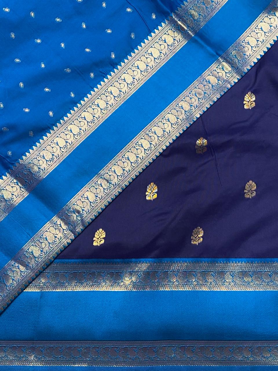 Dark and Light Blue silk saree -BSP23