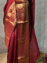 Maroon Semi Banarasi saree - LZ9H