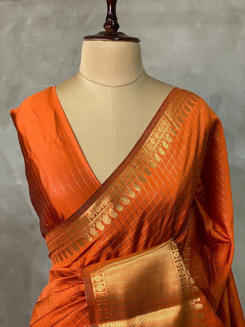 Rust Orange banarasi silksaree - RUK2C
