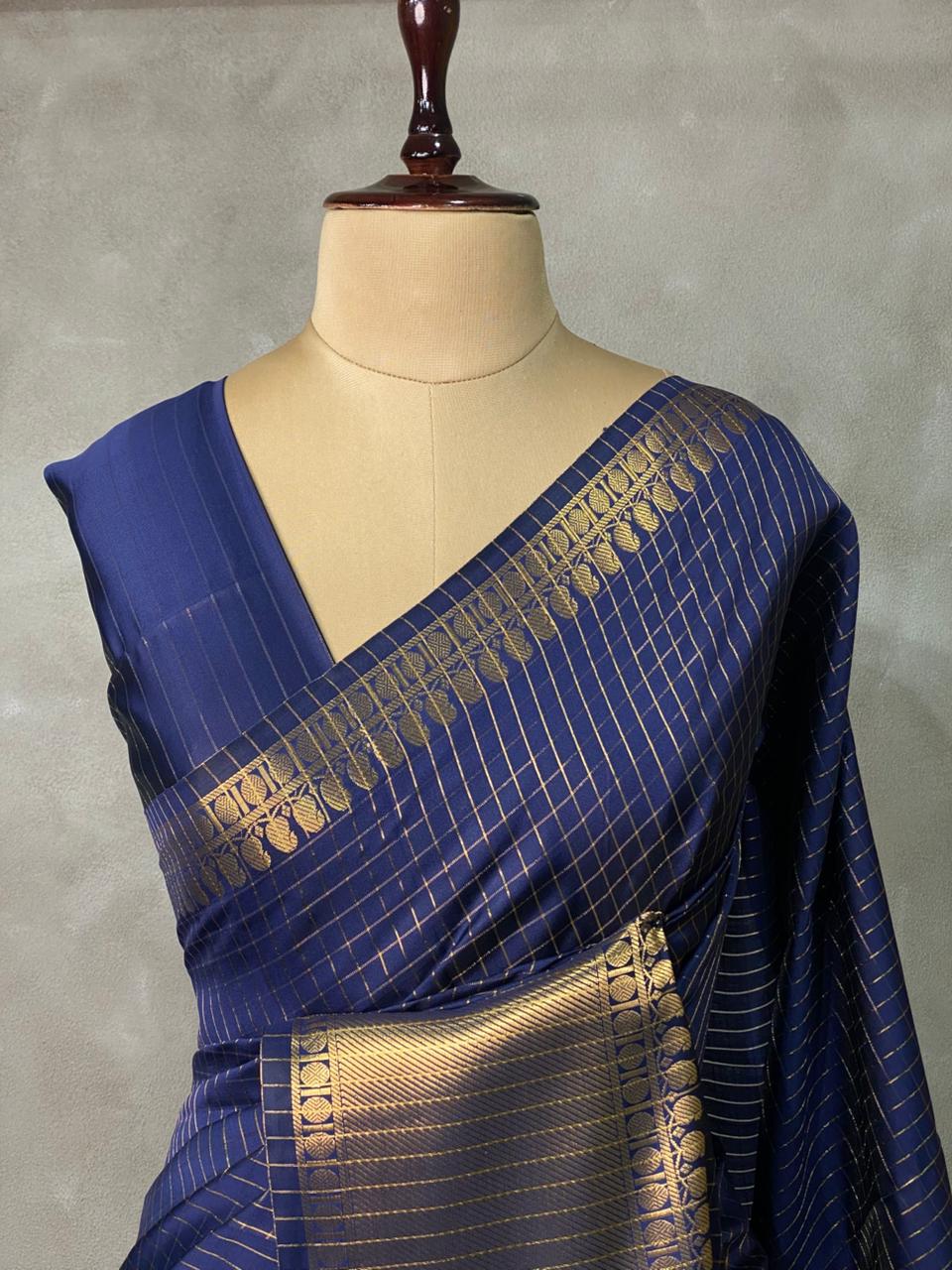 Navy Blue banarasi silksaree - RUK2I -IH