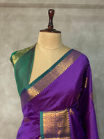 Violet and Green semi kanchipuram soft silk saree - PSSN150