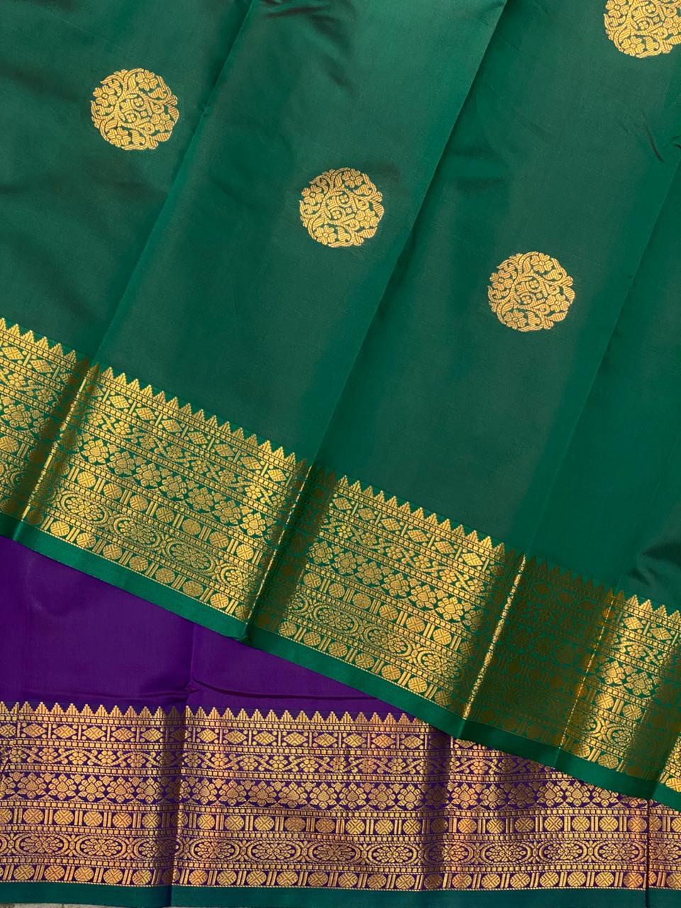 Violet and Green semi kanchipuram soft silk saree - PSSN150