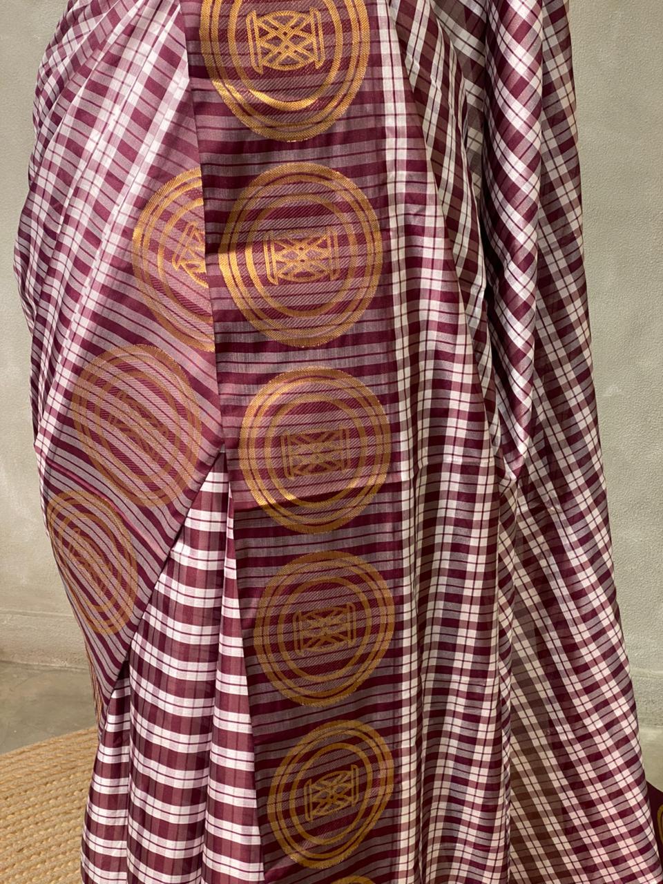 Deep maroon semi Banarasi silk saree -MPS39