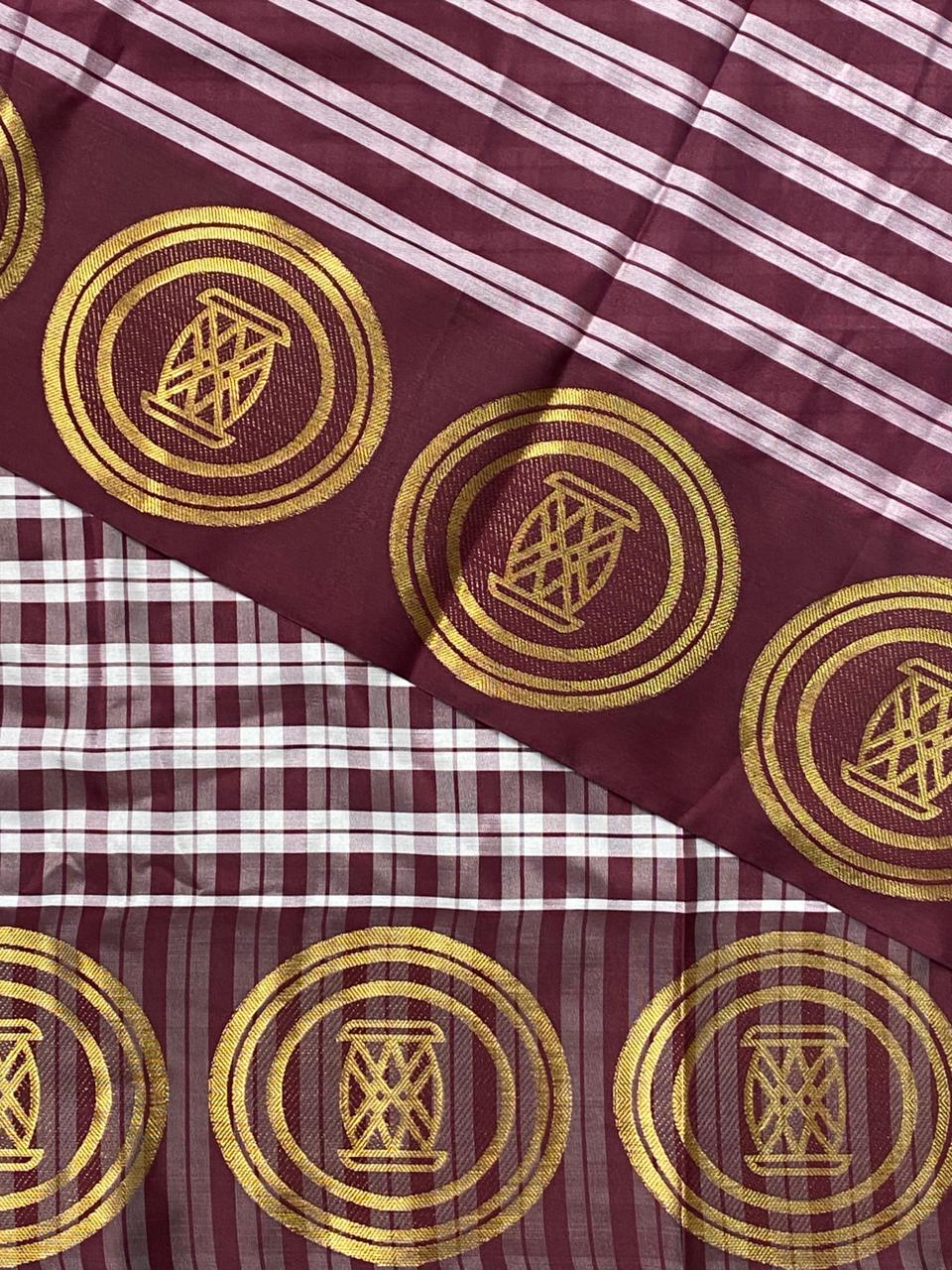 Deep maroon semi Banarasi silk saree -MPS39