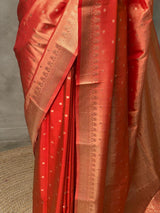 Peach Pure Tissue banarasi saree- PSTBN2