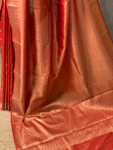 Peach Pure Tissue banarasi saree- PSTBN2