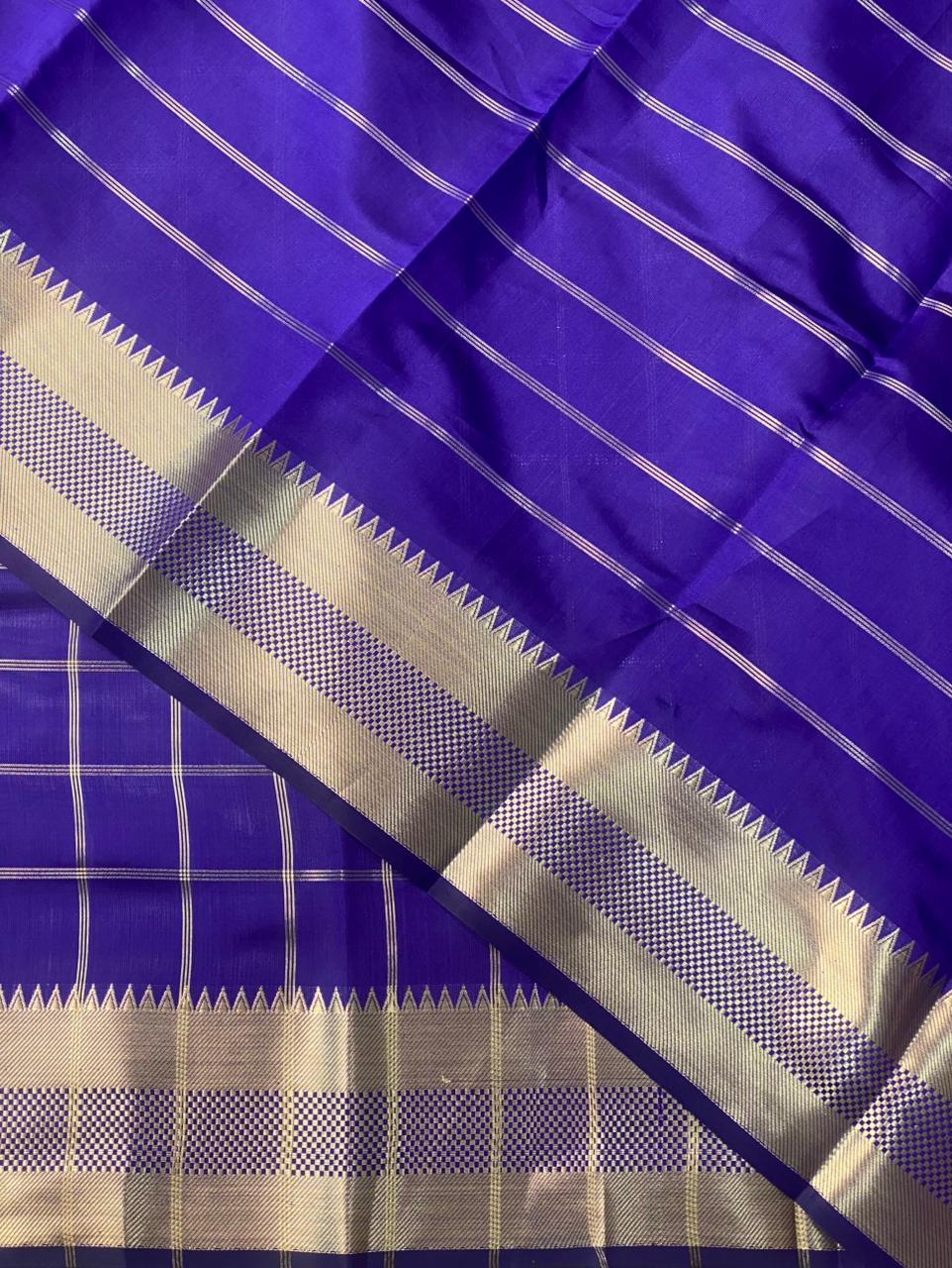 Bluish violet semi Banarasi silk saree -RUK44A