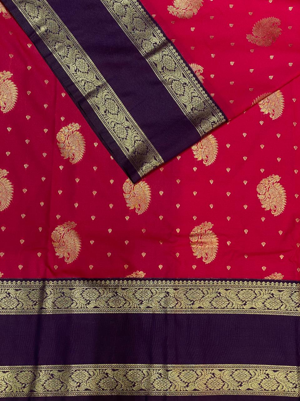 Magenta and Deep purple kanchipuram silk saree- PSSR286