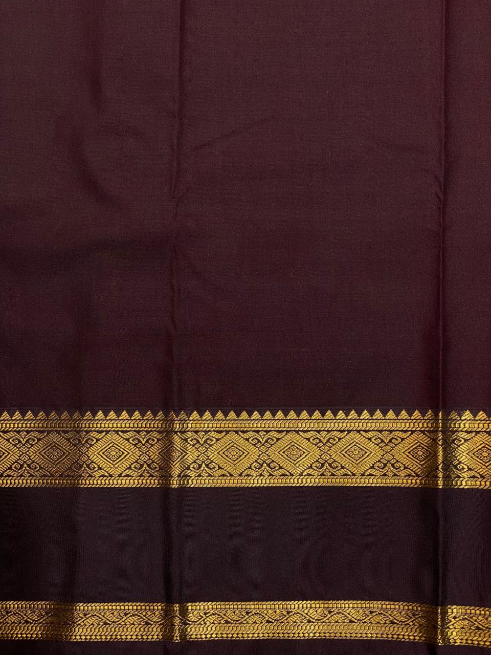 Burnt Orange and Brown kanchipuram silk saree- PSSR290