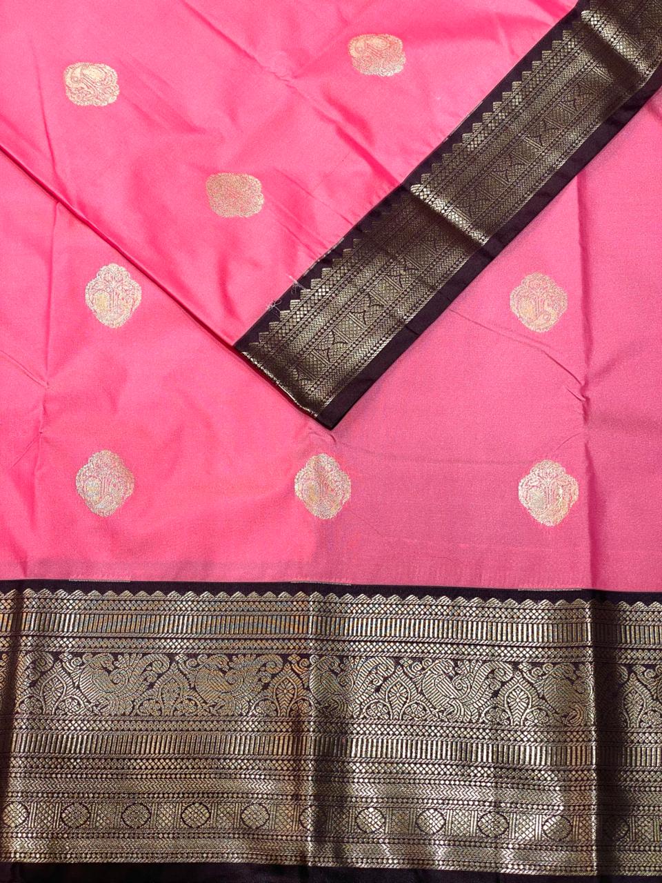 Pink and Brown kanchipuram silk saree- PSSR291