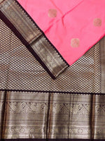 Pink and Brown kanchipuram silk saree- PSSR291