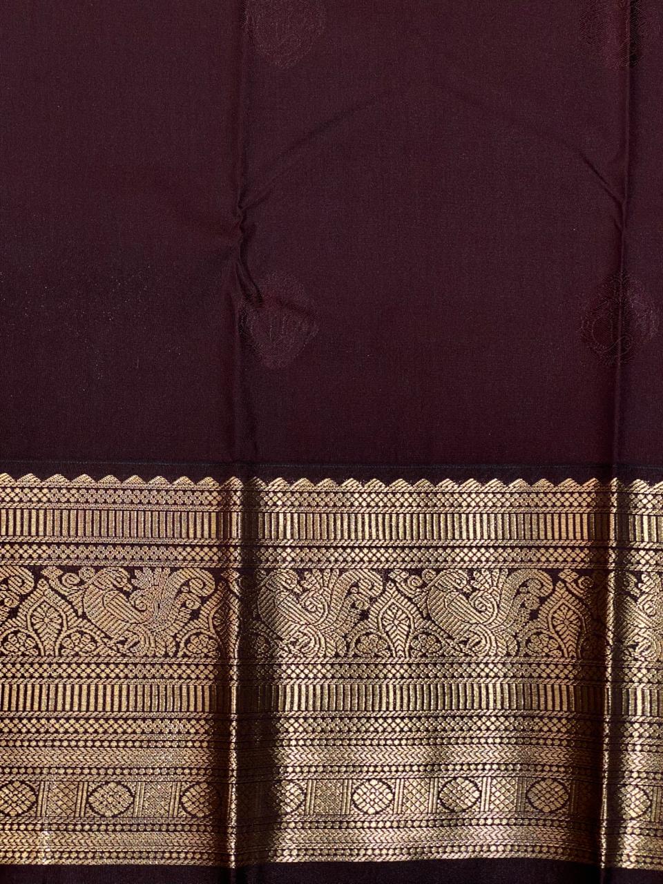Pink and Brown kanchipuram silk saree- PSSR291