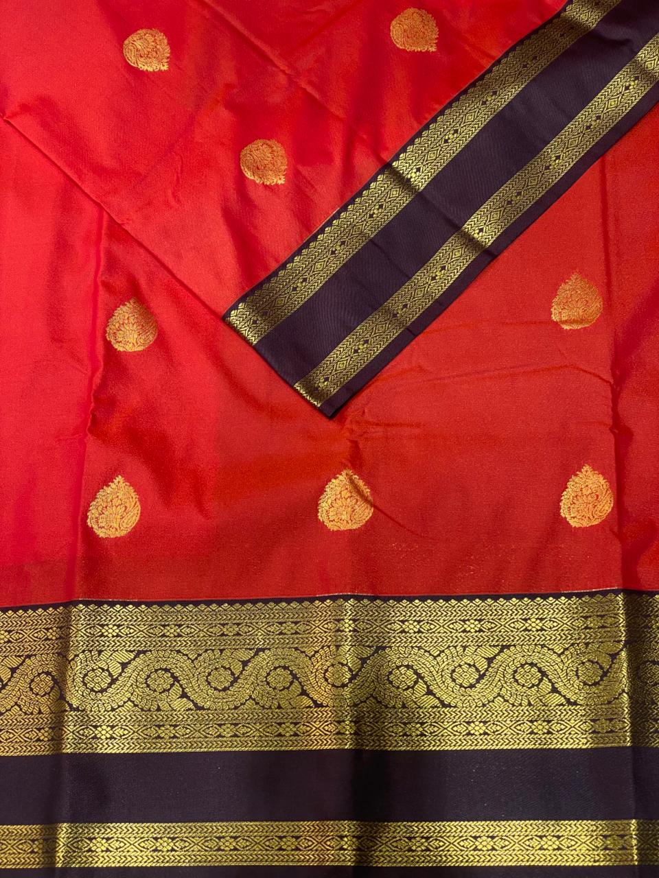 Burnt Orange and Brown kanchipuram silk saree- PSSR237