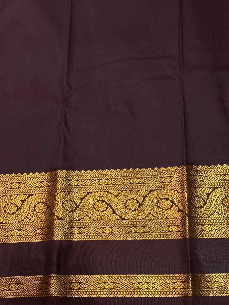 Burnt Orange and Brown kanchipuram silk saree- PSSR237