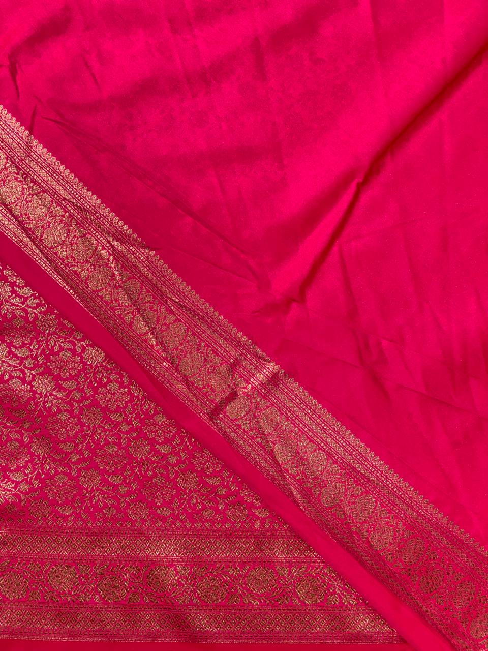 Rani Pink Banarasi Semi katan silksaree - PBAS1