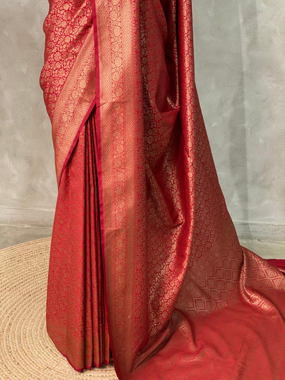 Maroon Banarasi Semi katan silksaree - PBAS4