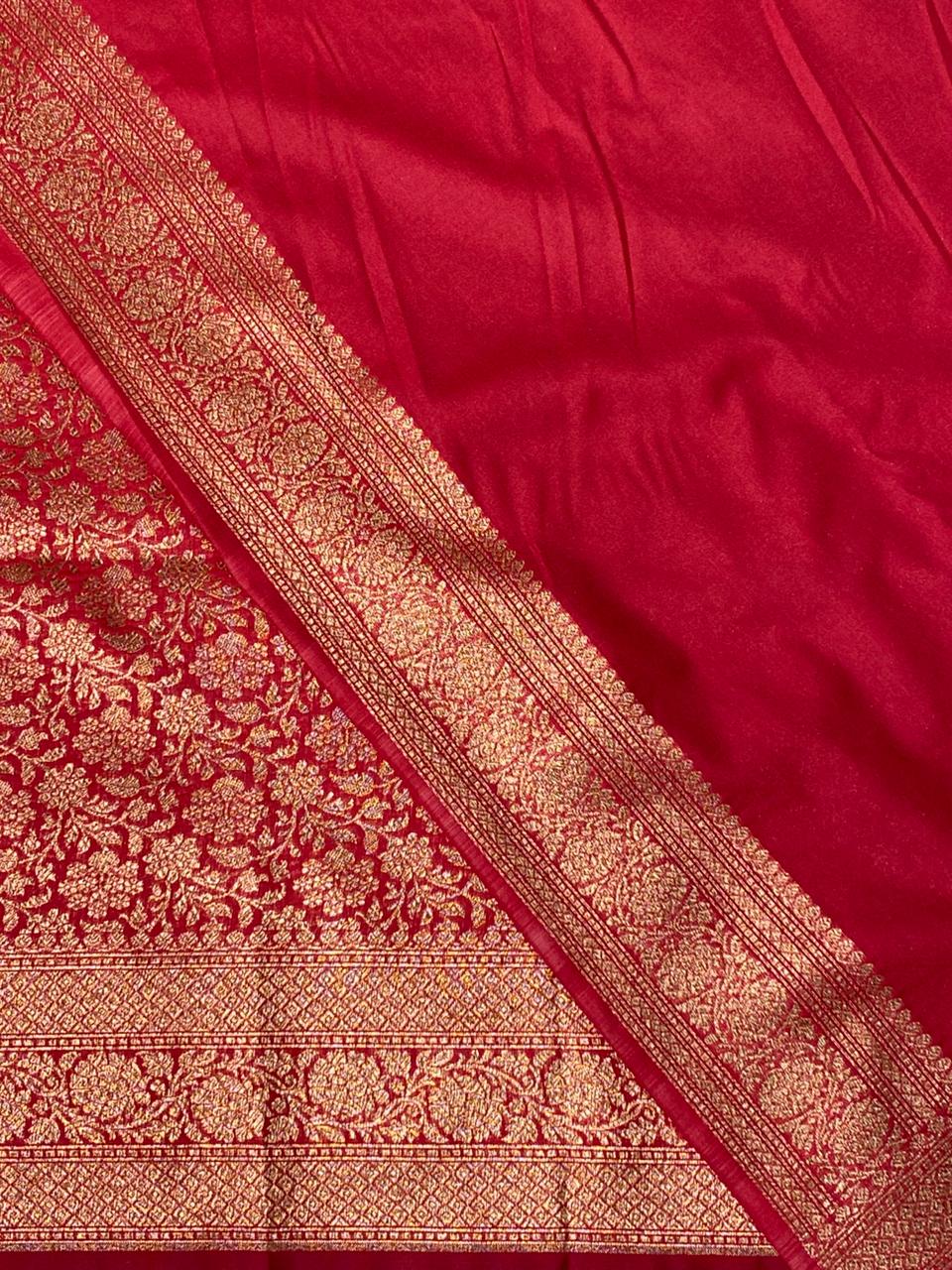 Maroon Banarasi Semi katan silksaree - PBAS4