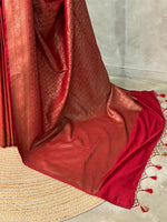 Maroon Banarasi Semi katan silksaree - PBAS4