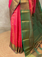 Magenta and Green Semi brocade Banarasi silk saree- PBROS1
