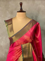 Magenta and Green Semi brocade Banarasi silk saree- PBROS1
