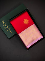 Red and Lilac Pink kanchipuram silk saree- PSSR277