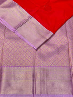 Red and Lilac Pink kanchipuram silk saree- PSSR277