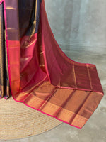 Blue and Magenta Semi brocade Banarasi silk saree- PBROS5