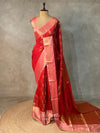 Red and Pink semi Banarasi silk saree -PIH46