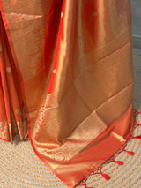 Orange Pure Tissue banarasi saree- PSTBN6