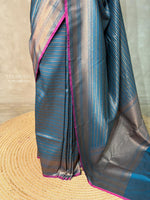 Peacock Blue Semi katan silksaree - PBAS8