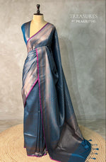 Peacock Blue Semi katan silksaree - PBAS8
