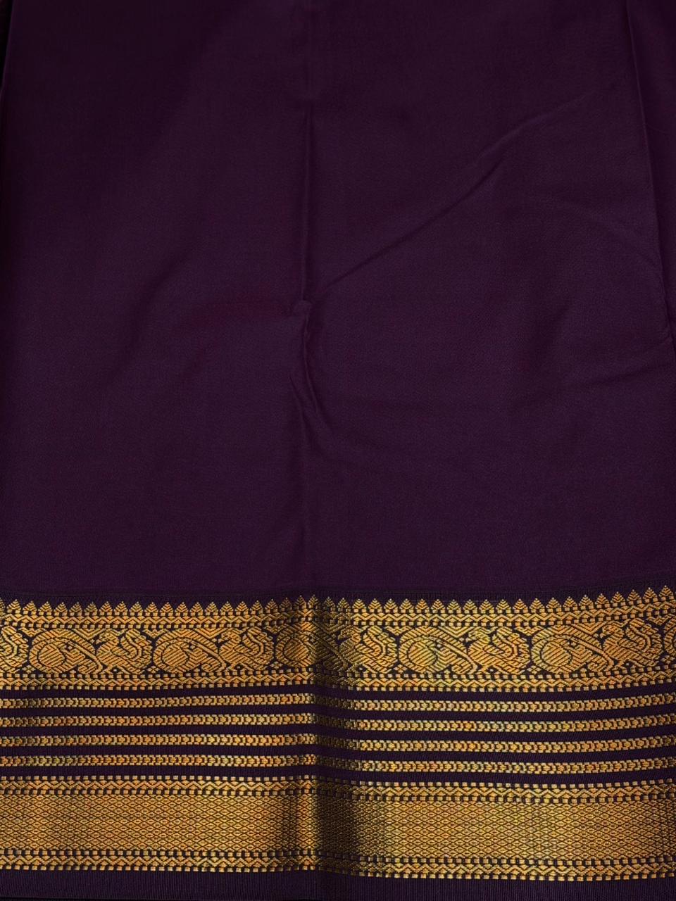 Pinkish Orange and violet kanchipuram silk saree- PSSR281