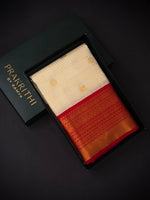 Sandal And Red kanchipuram silk saree- PSSR284