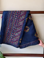 Navy Blue Hand embroidered Saree - PSSU1A