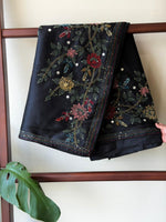 Black kantha Hand embroidered Saree - PSSU1G