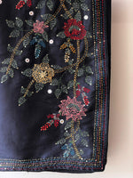 Black kantha Hand embroidered Saree - PSSU1G