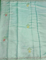 Pastal Blue kantha Hand embroidered Saree - PSSU1F