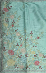 Pastal Blue kantha Hand embroidered Saree - PSSU1F