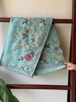 Pastal Blue kantha Hand embroidered Saree - PSSU1F