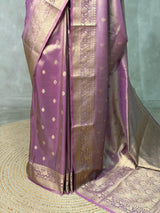 Pinkish Lavender Pure Tissue banarasi saree- PSTBN15