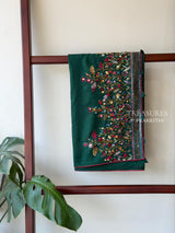 Bottle Green Hand embroidered Saree - PSSU1B