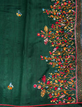 Bottle Green Hand embroidered Saree - PSSU1B