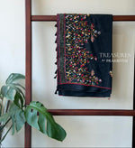 Black Hand embroidered Saree - PSSU1C