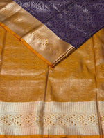 Blue and Yellow Bridal kanchipuram silk saree- PBRIDE23