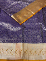 Blue and Yellow Bridal kanchipuram silk saree- PBRIDE23