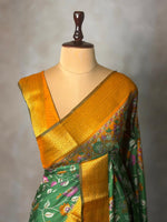 Green blue Soft Semi Tusser Saree - PSSU2B