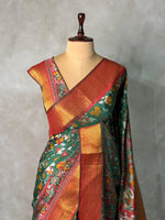 Green Soft Semi Tusser Saree - PSSU2H